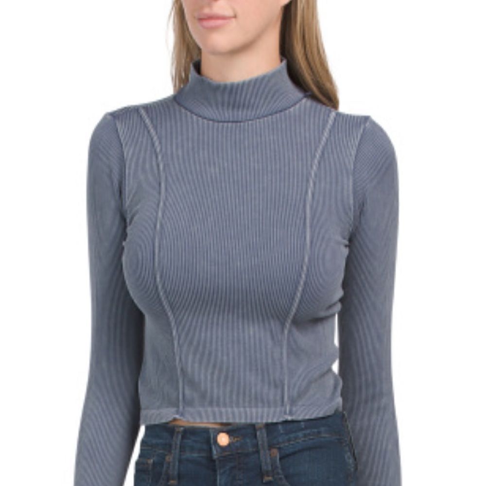 Small ribbed fitted shirt slate blue